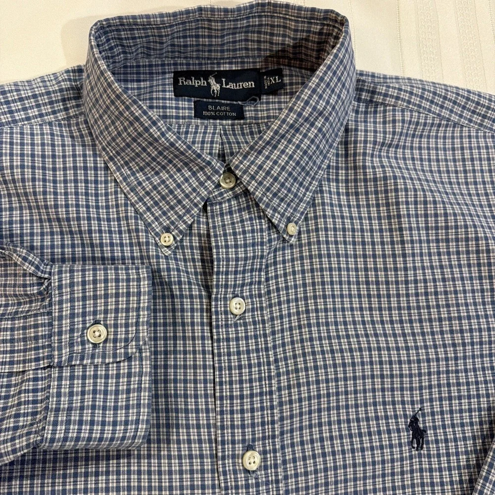Polo Ralph Lauren Mens Size XL Blaire Button Up Long Sleeve Shirt Blue